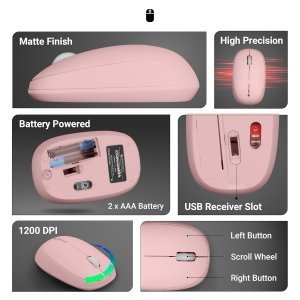 ZEBRONICS Companion 104 2.4GHz Wireless Keyboard & Mouse Combo, 100 Keys, Laser Printed Keycaps, Integrated Multimedia Keys, 3 Button Mouse, 1200 DPI, High Precision, Advanced Optical Sensor (Pink)