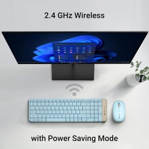 ZEBRONICS Companion 104 2.4GHz Wireless Keyboard & Mouse Combo, 100 Keys, Laser Printed Keycaps, Integrated Multimedia Keys, 3 Button Mouse, 1200 DPI, High Precision, Advanced Optical Sensor (Blue)