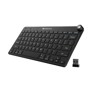 ZEBRONICS KEYPAD X1 Wireless Bluetooth Keyboard, Scissor Switches, 2.4GHz & Dual BT for (Mac | Android | Windows), Volume/Media Control Knob, Integrated Multimedia Keys