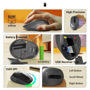 ZEBRONICS Companion 201 2.4GHz Wireless Keyboard & Mouse Combo, 83 Keys, AI Assist Key, 12 Integrated Multimedia Keys, 3 Button Mouse, 1600 DPI, High Precision, Silent Operation (Black + Grey)