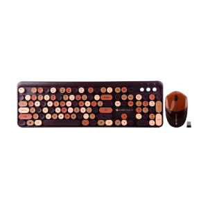 ZEBRONICS Companion 301 2.4GHz Wireless Keyboard & Mouse Combo with UV Printed, Retro Style Keys, 104 + 12 Integrated Multimedia Keys, 1600 DPI, High Precision (Brown)
