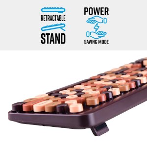 ZEBRONICS Companion 301 2.4GHz Wireless Keyboard & Mouse Combo with UV Printed, Retro Style Keys, 104 + 12 Integrated Multimedia Keys, 1600 DPI, High Precision (Brown)