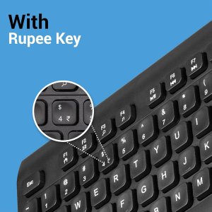 ZEBRONICS K51 Wired Keyboard with 105 Keys, 1.3m Cable, ₹ Key, USB Interface, 12 Integrated Multimedia Keys, Slim Design, Plug and Play (Black)