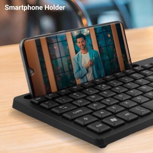 ZEBRONICS K36 Wired USB Keyboard with 106 Keys, Slim Design, Smartphone Holder, Retractable Stand, 1.2m Cable Length with ‚Rupee Key