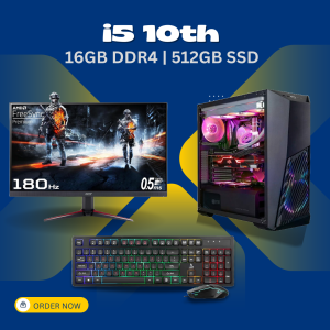 Intel Core i5-10400F | 16GB DDR4 RAM | 512GB SSD NVMe | 22 INCH MONITOR | KEYBOARD AND MOUSE RGB | 4GB GT730 GRAPHIC | WINDOWS 11 WITH MS OFFICE 2021