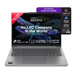 Lenovo IdeaPad Slim 5 AMD Ryzen AI 7 350, Copilot+ AI PC(24GB RAM | 1TB SSD | 14(35.5cm) WUXGA OLED | AI Now | 50TOPS | Win 11 | Office Home 2024 | Backlit Keyboard | 1Yr ADP Free | Grey | 1.4Kg) 83HX001NIN AI Laptop