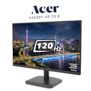 Acer EK240Y G0 23.8 Inch IPS Full HD 1920x1080 Backlit LED LCD Monitor I 1 MS VRB, 120Hz Refresh I 250 Nits I Zero Frame I HDMI & VGA Ports with HDMI Cable I Adaptive Sync I Eye Care Features (Black)