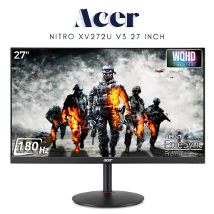 Acer Nitro Xv272U V3 27 Inch IPS Wqhd 2560 X 1440 Pixels Gaming Backlight Led LCD Monitor|Delta E<1,Dci-P3 95%|180Hz Refresh Rate,0.5Ms Resonse Time|HDR 400|AMD Free Sync|Eyesafe Certified,Black