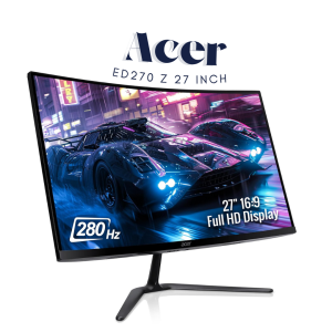 Acer ED270 Z 27 Inch Full HD 1500 R Curved Gaming Backlit LED LCD Monitor I 1MS VRB, 280Hz Refresh Rate I AMD Freesync Premium I HDR10 I 2 x HDMI(2.0) 1 x DP(1.4), Audio Out I 2W x 2 Speakers I Black