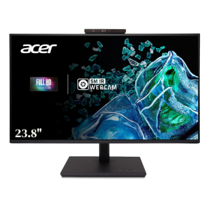Acer B247Y D6 23.8 Inch IPS Full HD Backlit LED LCD Monitor I IR 5M Adjustable Webcam with Human Presence Detection, 120Hz, Height Adjustment and Pivot, HDMI, VGA, DP, USB 3.2 HUB I Stereo Speakers