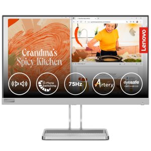 Lenovo L-Series 22 inch (54.6cm) | FHD IPS Ultraslim Monitor| 75Hz, 99% sRGB, 4ms, AMD FreeSync, HDMI 1.4, VGA, 2X3W Speakers,Tilt Stand, for Home & Office use, 3 Year Warranty,Grey, L22i-40