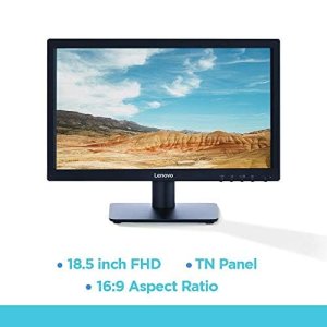 Lenovo - D19-10, 18.5 Inch (46.99 Cm) 1366 X 768 Pixels Led Hd Monitor, Tn Panel, (5Ms Response Time - 200 Nits Brightness Hdmi and Vga Port - Hdmi Cable Included - 72% Color Gamut) (Raven Black)