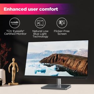 Lenovo L-Series 27 inch (68.58cm) FHD IPS Monitor |16.7m Colors, 75Hz, AMD FreeSync, USB-C Port, 3Wx2 Speakers, HDMI, VGA, Tilt Swivel Pivot Height Adjust Stand for Home & Office, L27m-30 Black