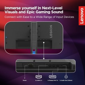 Lenovo Legion R27q-30 | 27 Inch (68.58cm) 165Hz 2K QHD Gaming Monitor | 0.5ms, AMD FreeSync, 99%sRGB, 90?I-P3, 3Wx2 Speaker, 2xHDMI, 1xDP|Tilt, Swivel, Pivot, Height Adjust Stand, Black, 67B4GAC1IN