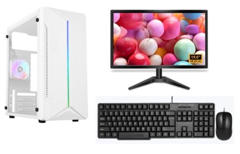 Fusionit Desktop PC Intel Core i5-4470 | 16GB Ram DDR3 | 256 GB SSD | 19 inch Monitor | 4GB Graphic card Nvidia GT730 | Keyboard and Mouse USB | Wifi and Bluetooth
